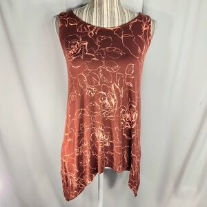 Apt. 9 Rust & Orange Twisted Back Straps Keyhole Opening Sleeveless Top Small
